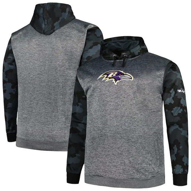 Men's Baltimore Ravens Heather Charcoal Big & Tall Camo Pullover Hoodie Men's Baltimore Ravens Heather Charcoal Big & Tall Camo Pullover Hoodie